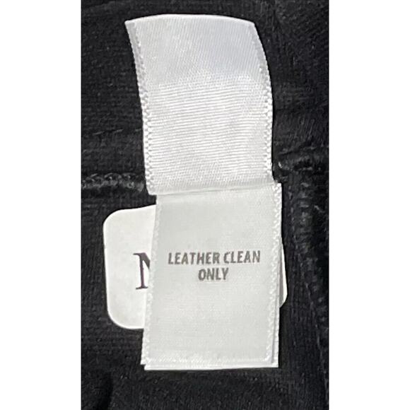 New St John LEXI Black Leggings Women 2 Leather Piping Pants Ankle Stretch Knit - Picture 7 of 8